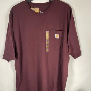 NWT Carhartt K87 Short Sleeve Maroon Pocket Tee 2XL Original Fit